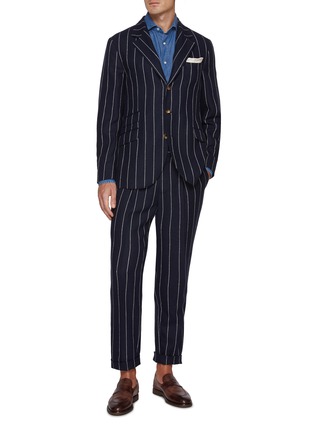 Figure View - Click To Enlarge - BRUNELLO CUCINELLI - Striped Single Breasted Suit