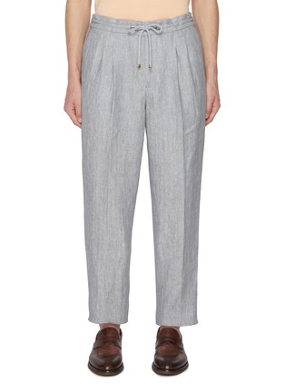 Main View - Click To Enlarge - BRUNELLO CUCINELLI - Pleated Drawstring Cropped Linen Pants