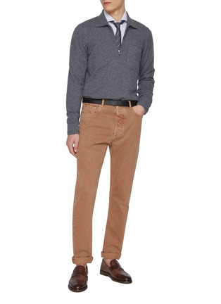 Figure View - Click To Enlarge - BRUNELLO CUCINELLI - Spread Collar Cotton Shirt