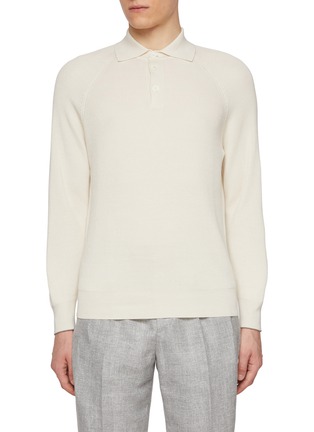 Main View - Click To Enlarge - BRUNELLO CUCINELLI - Spread Collar Knitted Cotton Polo Shirt