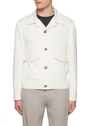 Main View - Click To Enlarge - BRUNELLO CUCINELLI - Camp Collar Flap Pocket Silk Jacket