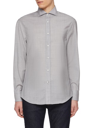 Main View - Click To Enlarge - BRUNELLO CUCINELLI - Spread Collar Virgin Wool Shirt