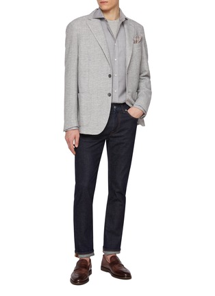 Figure View - Click To Enlarge - BRUNELLO CUCINELLI - Spread Collar Virgin Wool Shirt