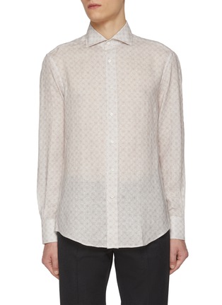 Main View - Click To Enlarge - BRUNELLO CUCINELLI - Spread Collar Semi-Sheer Linen Shirt