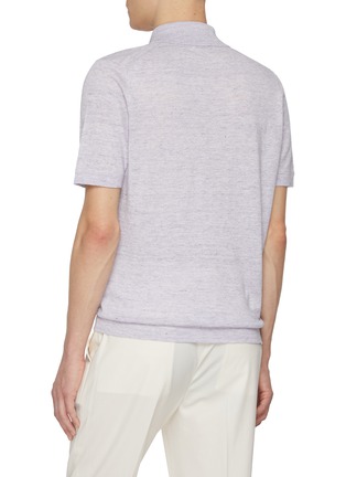 Back View - Click To Enlarge - BRUNELLO CUCINELLI - Spread Collar Linen Cotton Polo Shirt