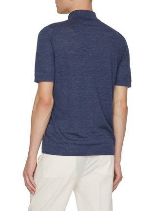 Back View - Click To Enlarge - BRUNELLO CUCINELLI - Spread Collar Linen Cotton Polo Shirt