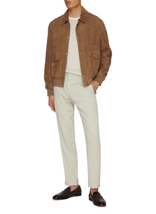 Figure View - Click To Enlarge - BRUNELLO CUCINELLI - Suede Bomber Jacket