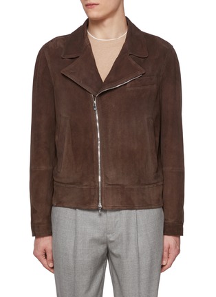 Main View - Click To Enlarge - BRUNELLO CUCINELLI - Buckled Hem Leather Biker Jacket