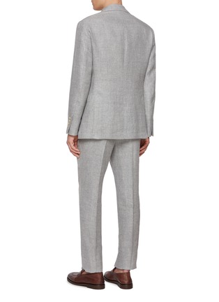 Back View - Click To Enlarge - BRUNELLO CUCINELLI - Notch Lapel Single Breasted Linen Wool Blend Suit