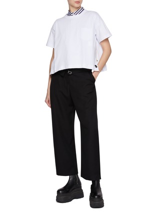 Figure View - Click To Enlarge - SACAI - Embroidered Side Split Cotton T-shirt