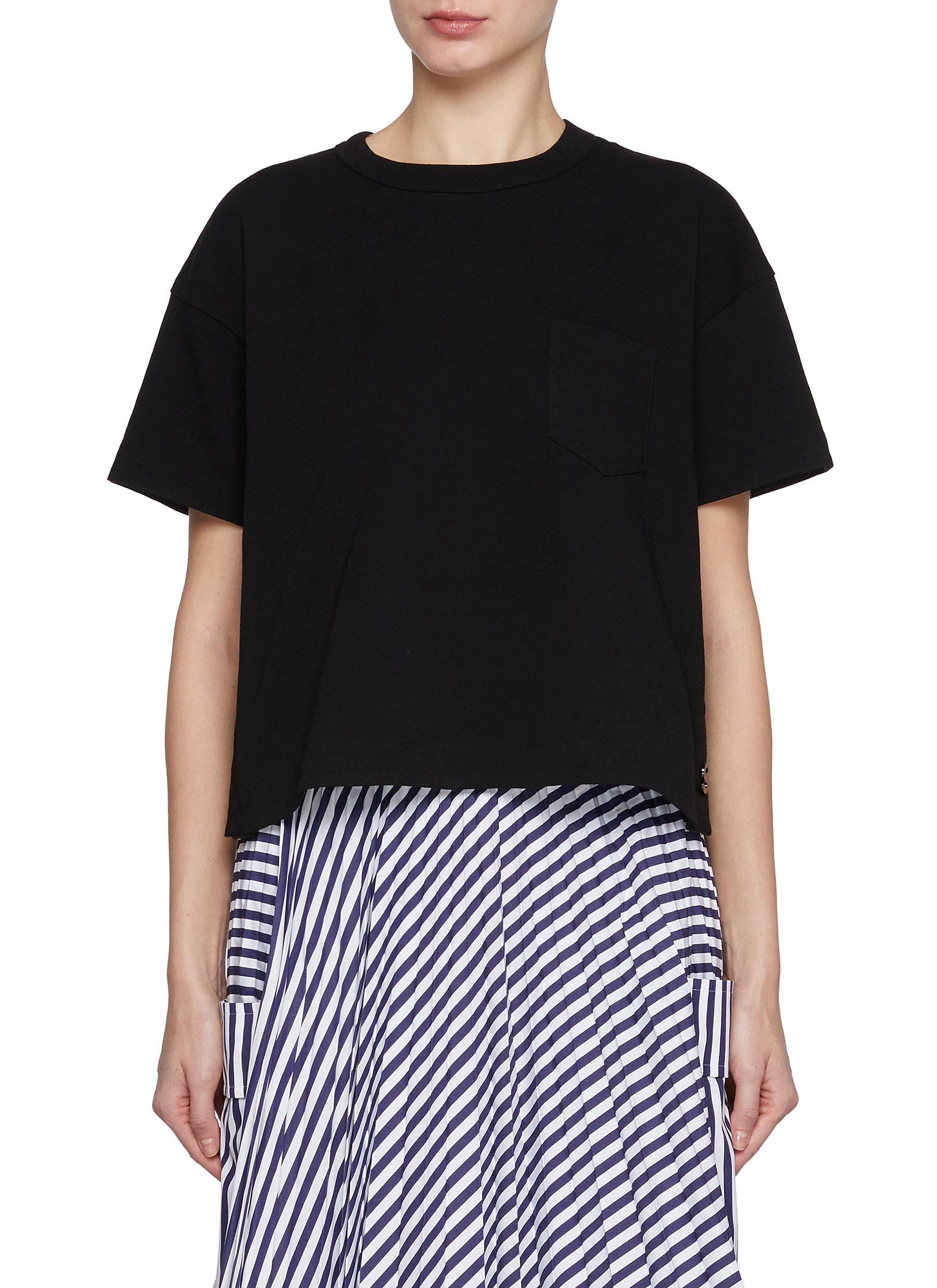 SACAI | Embroidered Side Split Cotton T-shirt | Women | Lane