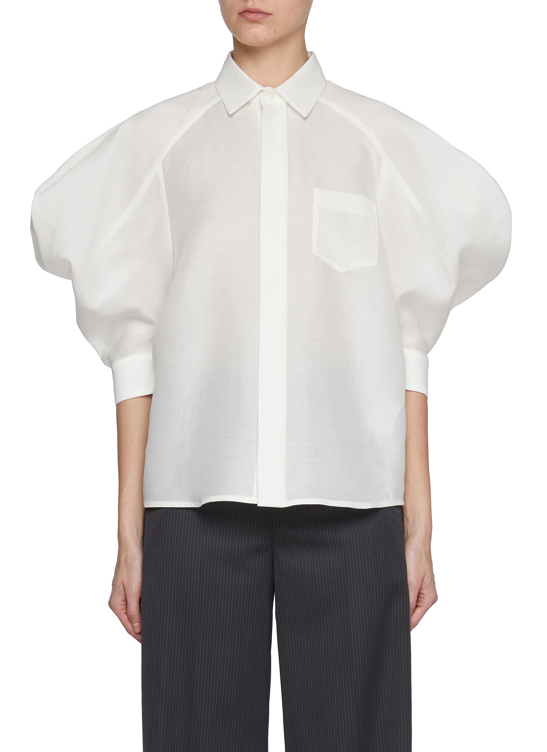 【sacai】Puff Sleeve Hybird Organza Cotton T-shirt Sacai Spun Organza x Cotton Jersey T-Shirt | Santa Fe Dry