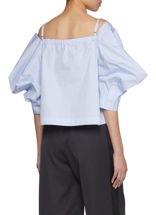 Back View - Click To Enlarge - SACAI - Square Neck Balloon Sleeve Cotton Shirt