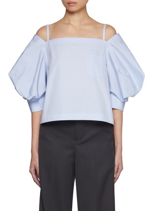 Main View - Click To Enlarge - SACAI - Square Neck Balloon Sleeve Cotton Shirt