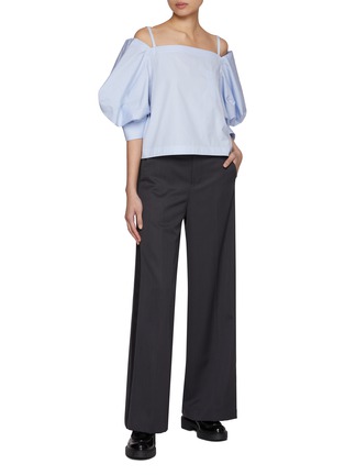 Figure View - Click To Enlarge - SACAI - Square Neck Balloon Sleeve Cotton Shirt