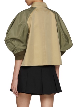 Back View - Click To Enlarge - SACAI - Two-Tone Cropped Gabardine Blend Jacket