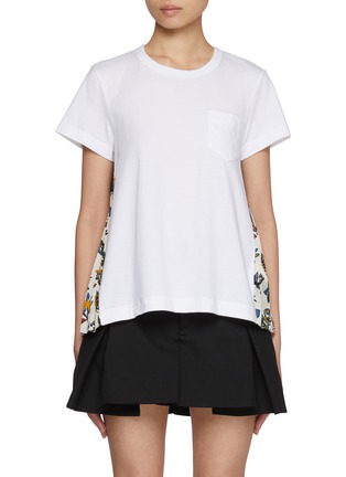 Main View - Click To Enlarge - SACAI - Pleated Contrast Back T-Shirt