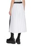 Back View - Click To Enlarge - SACAI - Contrast Pleated Back Wool Skirt