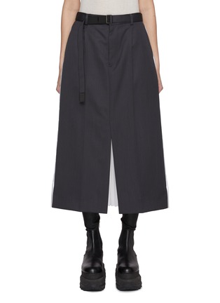 Main View - Click To Enlarge - SACAI - Contrast Pleated Back Wool Skirt