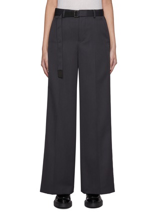 Main View - Click To Enlarge - SACAI - Doeskin Belted Wool Wide Leg Pants