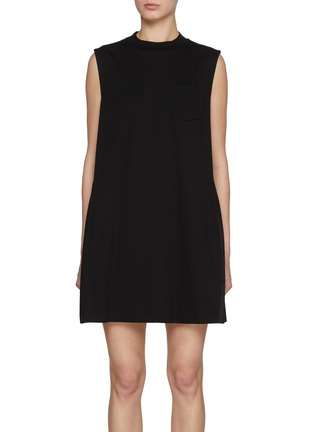 Main View - Click To Enlarge - SACAI - Crewneck Pleated Back Dress