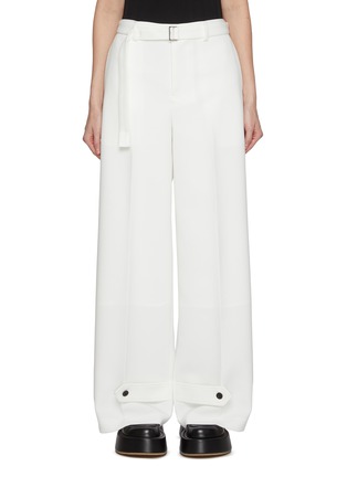 Main View - Click To Enlarge - SACAI - Belted Buttoned Hem Wide Leg Pants