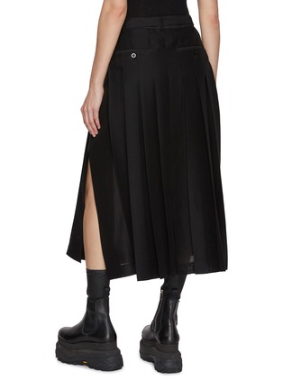 Back View - Click To Enlarge - SACAI - Pleated Slit Silk Cotton Midi Skirt