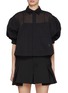 Main View - Click To Enlarge - SACAI - Semi-Sheer Cropped Shirt