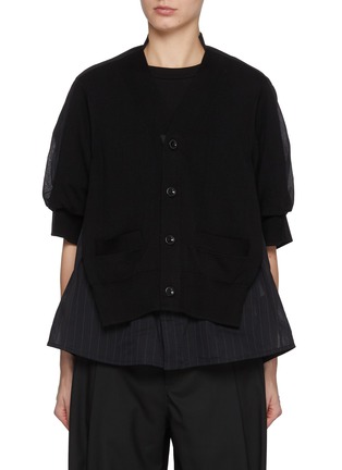 Main View - Click To Enlarge - SACAI - Hybrid Layered Cotton Shirt