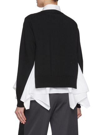 Back View - Click To Enlarge - SACAI - Hybrid Layered Asymmetrical Hem Cotton Shirt Cardigan