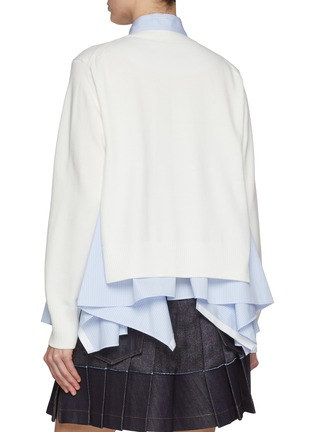 Back View - Click To Enlarge - SACAI - Hybrid Layered Asymmetrical Hem Cotton Shirt Cardigan