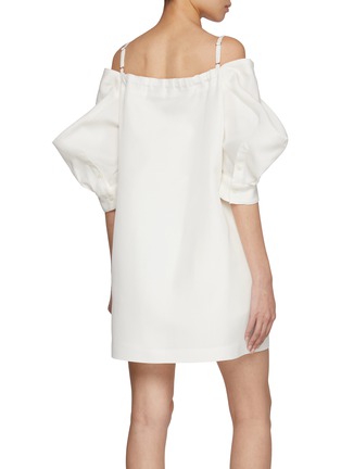 Back View - Click To Enlarge - SACAI - Square Neck Balloon Sleeve Silk Cotton Skirt