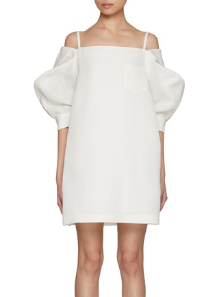 Main View - Click To Enlarge - SACAI - Square Neck Balloon Sleeve Silk Cotton Skirt