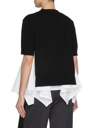 Back View - Click To Enlarge - SACAI - Cotton Poplin Knit Mix Top