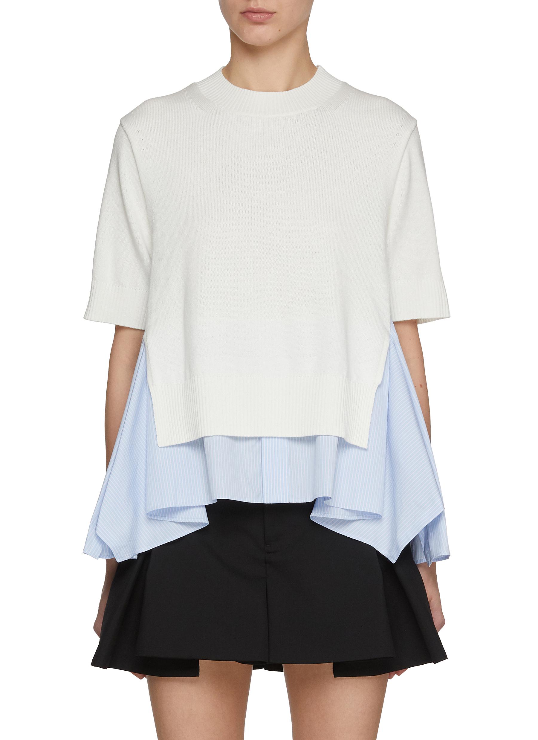 SACAI | Cotton Poplin Knit Mix Top | Women | Lane Crawford