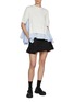 Figure View - Click To Enlarge - SACAI - Cotton Poplin Knit Mix Top