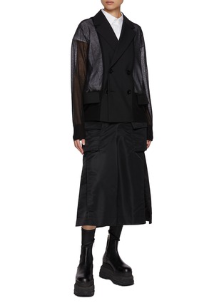 Figure View - Click To Enlarge - SACAI - Notch lapel Double Breasted Half Sheer Blazer