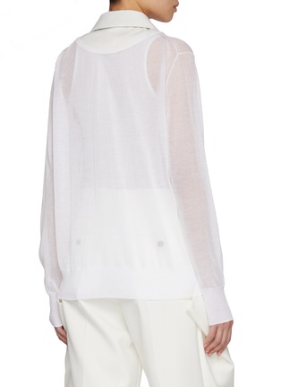 Back View - Click To Enlarge - SACAI - Notch lapel Double Breasted Half Sheer Blazer