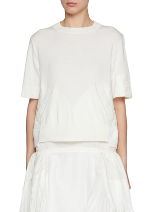 Main View - Click To Enlarge - SACAI - Hybrid Twill Knit Top