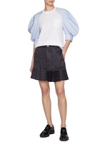 【sacai】Puff ruffle sweatshirt パフ袖 スウェット ミニワンピ SACAI | Puff Sleeve Cotton Poplin Jersey Mix T-shirt | Women