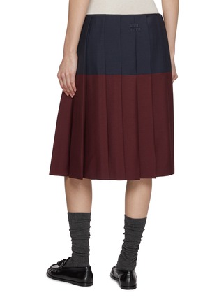 Back View - Click To Enlarge - MIU MIU - Bicolour Pleated Mohair Wool Midi Skirt