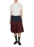 Figure View - Click To Enlarge - MIU MIU - Bicolour Pleated Mohair Wool Midi Skirt