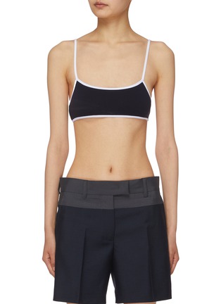 Main View - Click To Enlarge - MIU MIU - Strappy Contrast Trim Technical Knit Bikni Top