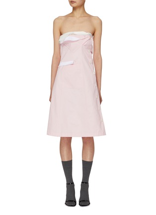 Main View - Click To Enlarge - MIU MIU - Strapless Folded Cotton Poplin Dress