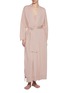 Front View - Click To Enlarge - SHLEEP - Merino Silk Seamless Knit Dressing Gown Size XS/S — Dusty Rose