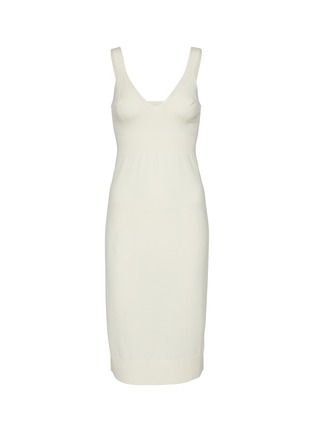 Main View - Click To Enlarge - SHLEEP - Merino Silk Seamless Knit Slip Dress Size XS — Ivory Tusk