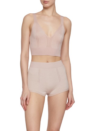 Front View - Click To Enlarge - SHLEEP - Small Merino Silk Seamless Knit Bralette — Dusty Rose