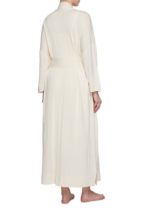 Back View - Click To Enlarge - SHLEEP - Extra Small/Small Merino Silk Seamless Knit Dressing Gown — Ivory Tusk