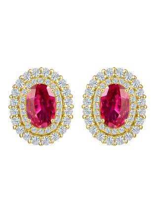 Main View - Click To Enlarge - LC COLLECTION JEWELLERY - Diamond Ruby 18K Gold Stud Earrings