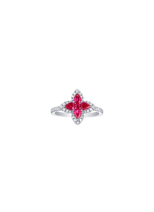 Main View - Click To Enlarge - LC COLLECTION JEWELLERY - Diamond Ruby 18K White Gold Ring — Size US 7